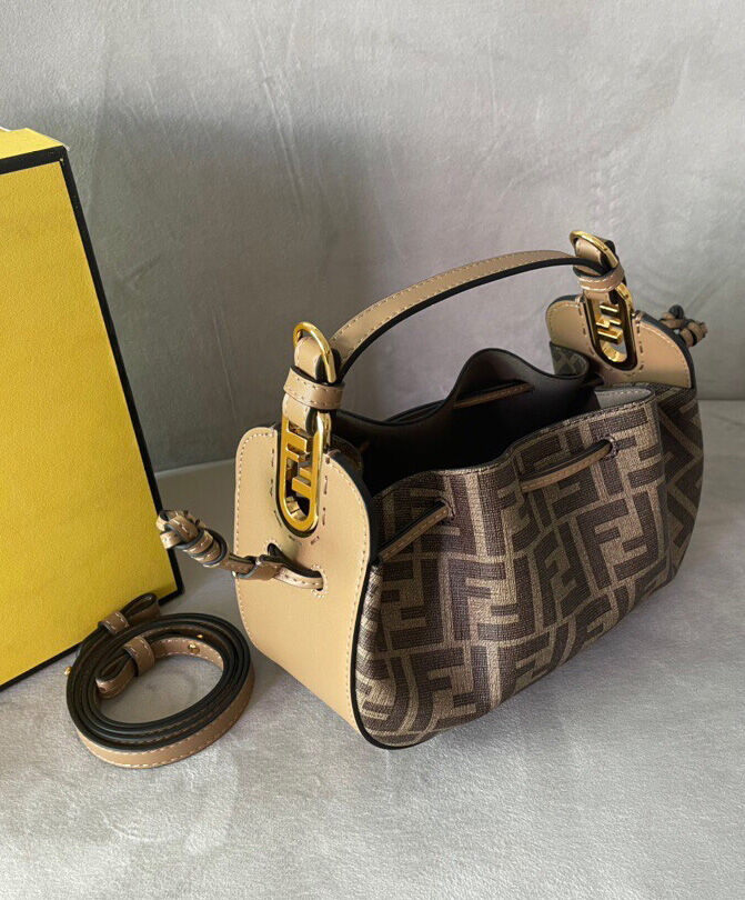 Fendi Pomodorino FF Fabric Mini Bag 8BS059 Coffee